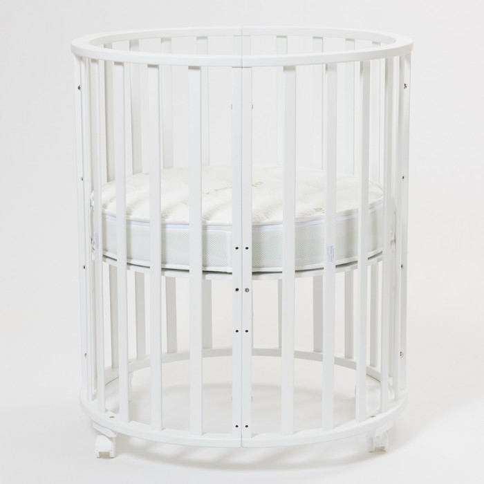 Кроватка-трансформер 7 в 1 Round, круглая/овальная, цвет белый