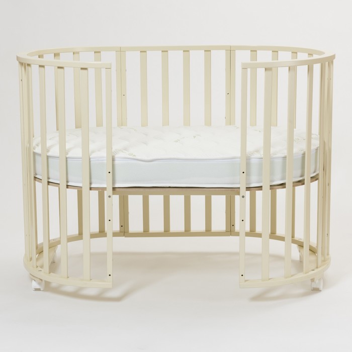 Кроватка-трансформер 7 в 1 Round, круглая/овальная, цвет бежевый