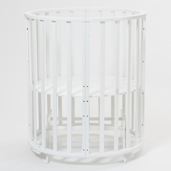Кроватка-трансформер 9 в 1 Round, круглая/овальная, универсальная с маятником, цвет белый
