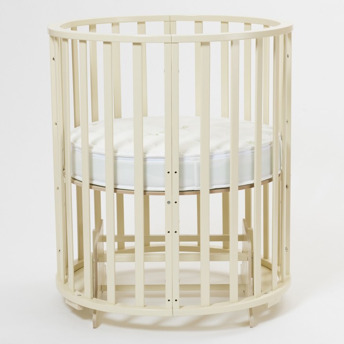 Кроватка-трансформер 9 в 1 Round, круглая/овальная, универсальная с маятником, цвет бежевый 394964