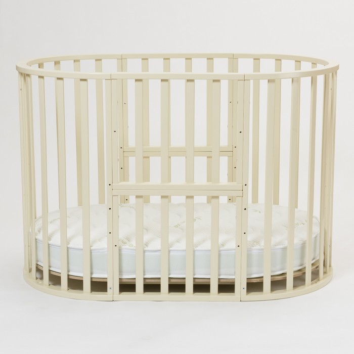 Кроватка-трансформер 9 в 1 Round, круглая/овальная, универсальная с маятником, цвет бежевый 394964