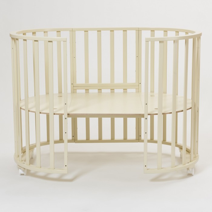 Кроватка-трансформер 9 в 1 Round, круглая/овальная, универсальная с маятником, цвет бежевый 394964
