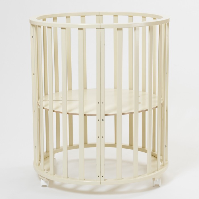 Кроватка-трансформер 9 в 1 Round, круглая/овальная, универсальная с маятником, цвет бежевый 394964