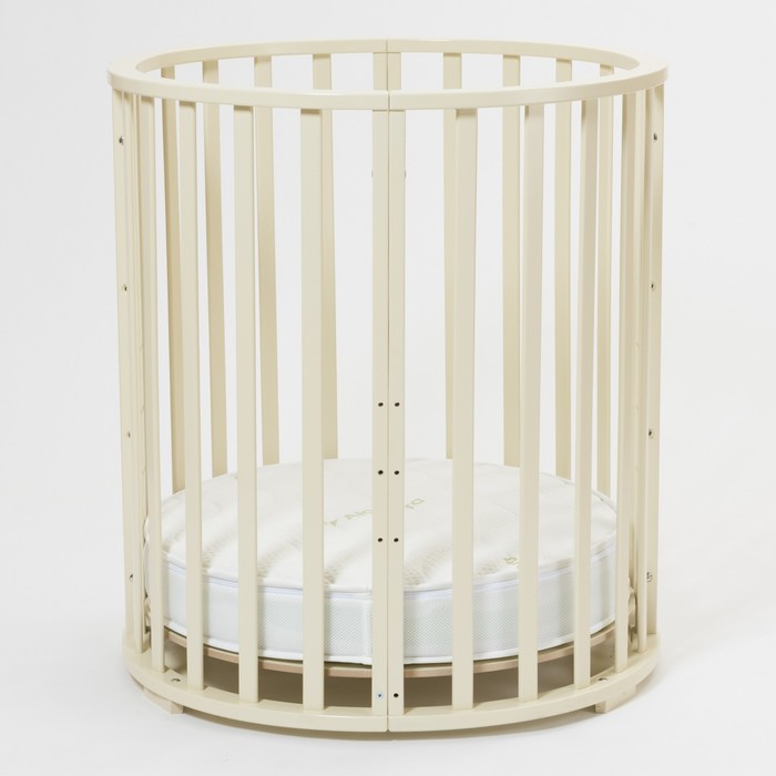 Кроватка-трансформер 9 в 1 Round, круглая/овальная, универсальная с маятником, цвет бежевый 394964