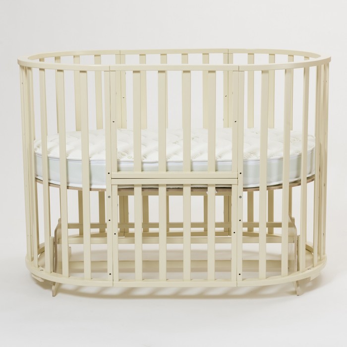 Кроватка-трансформер 9 в 1 Round, круглая/овальная, универсальная с маятником, цвет бежевый 394964