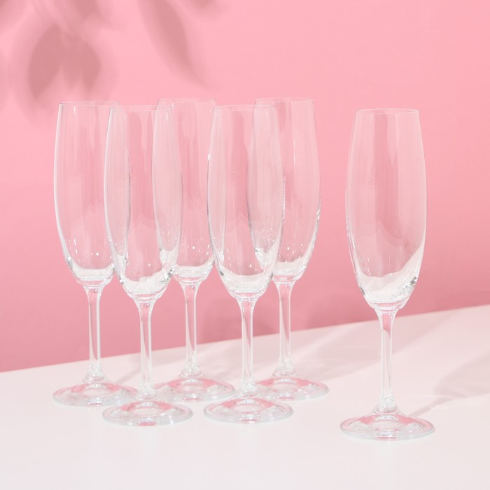 Набор бокалов для шампанского «Лара», 220 мл, 6 шт набор бокалов для шампанского crystalex лара 220 мл 6 шт