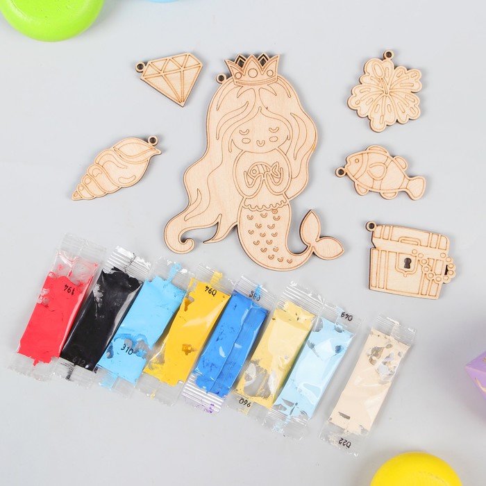 Подвески-раскраски из дерева "Русалочка"