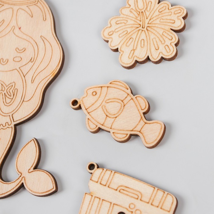 Подвески-раскраски из дерева "Русалочка"