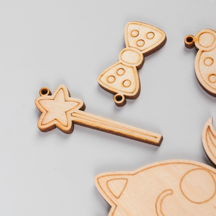 Подвески-раскраски из дерева "Кошка-единорожка