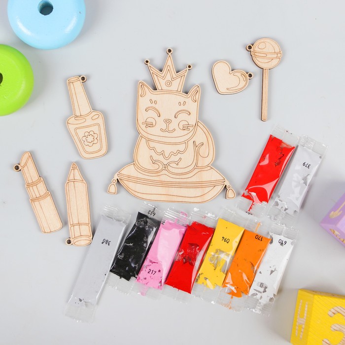 Подвески-раскраски из дерева "Котейка"