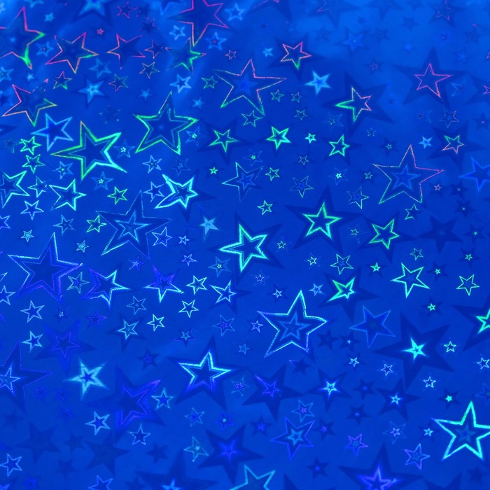 Бумага голографическая "Звездопад", цвет синий, 70 х 100 см