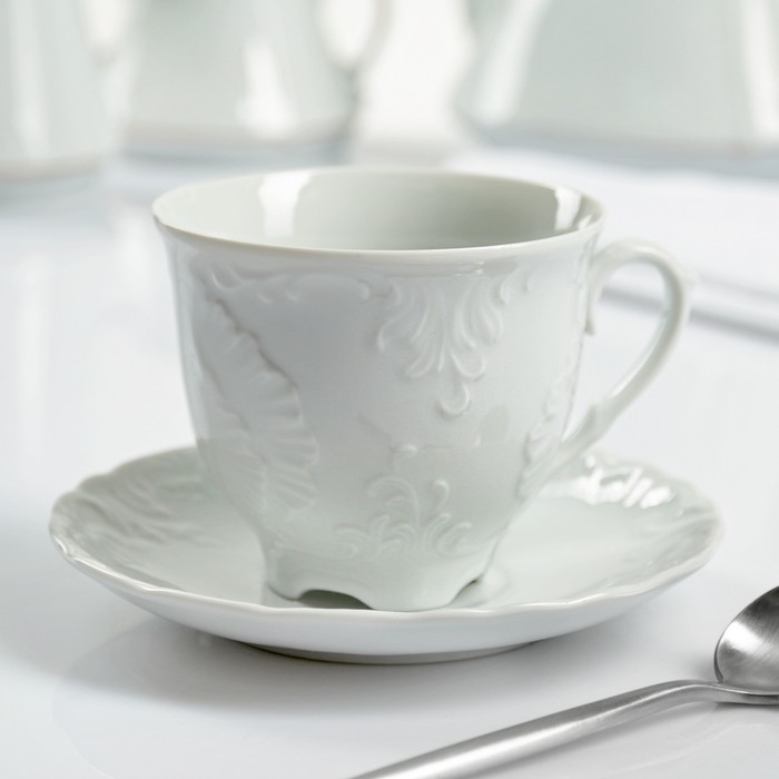 Кофейная пара 170 мл, блюдо 12,5 см, цвет белый