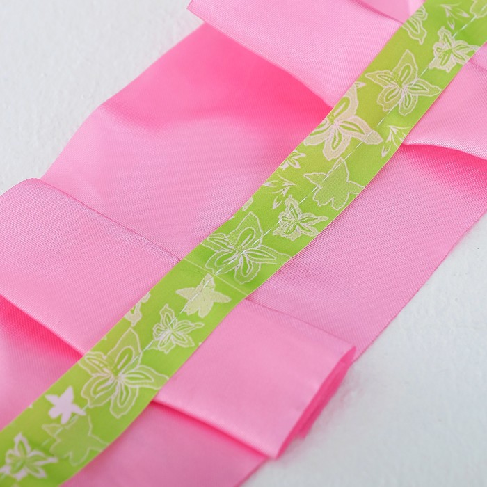 Лента на капот "Волна", атлас, 3 м, розовая