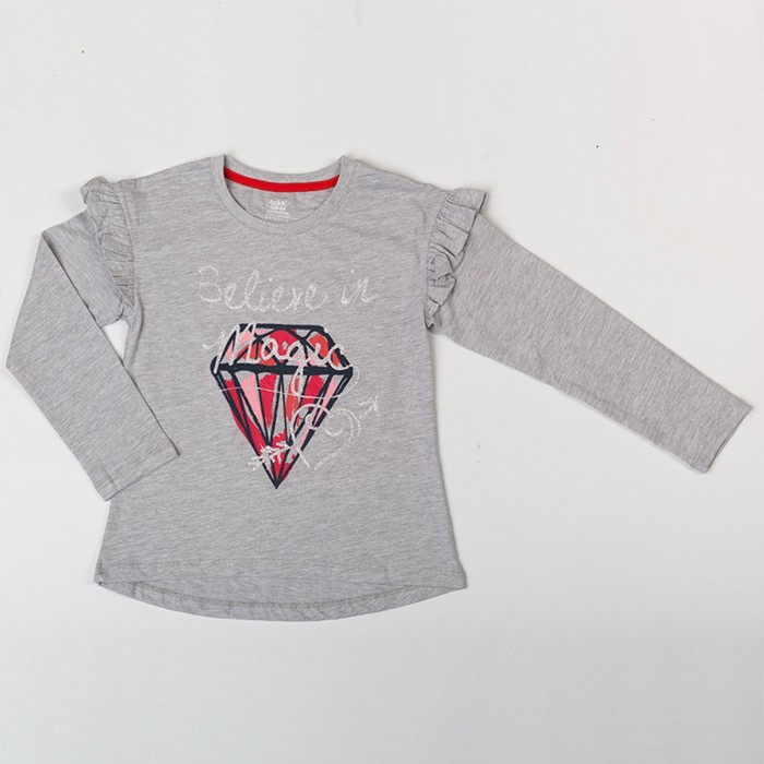 Лонгслив для девочки, рост 116 см, цвет серый