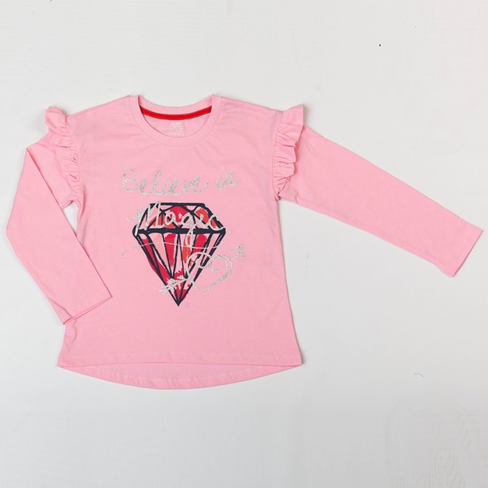 Лонгслив для девочки, рост 110 см, цвет розовый