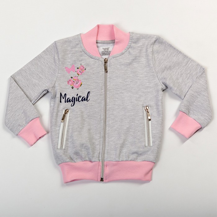 Толстовка для девочки, рост 104 см, цвет розовый серый