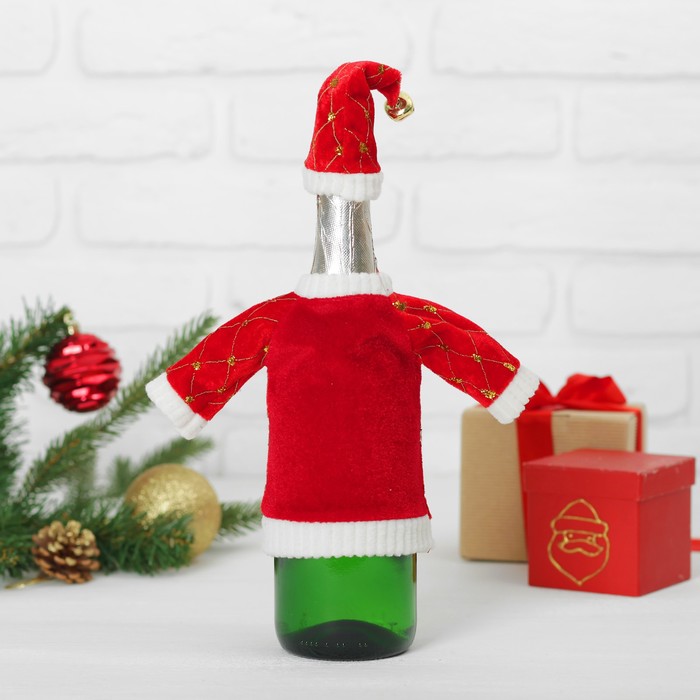 Одежда на бутылку "Костюм Деда Мороза"