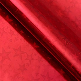 Бумага голографическая "Звездопад", цвет красный, 70 х 100 см