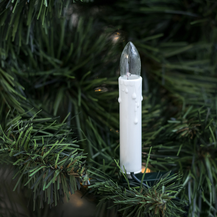 НИТЬ с насадками "Свечки на прищепке", Д:8 м, 20 ламп, свеча 7.5 см, 220 В, ТЁПЛЫЙ БЕЛЫЙ