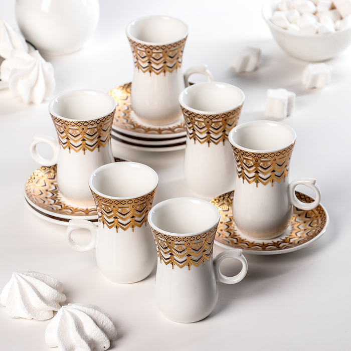 Сервиз кофейный "Парадайз", 12 предметов: 6 чашек 90 мл, 6 блюдец 10,5 см