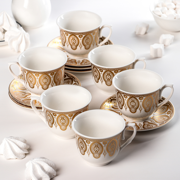 Сервиз чайный "Виолет", 12 предметов: 6 чашек 220 мл, 6 блюдец 13,5 см