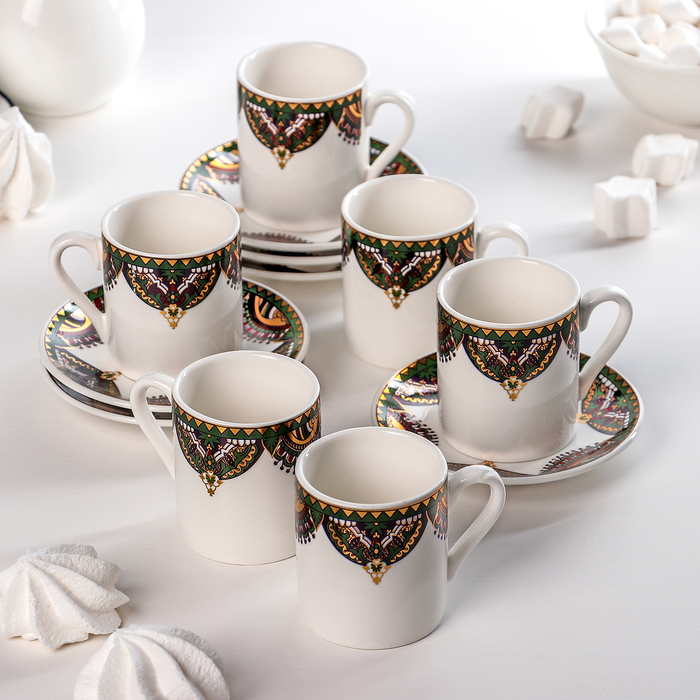 Сервиз кофейный "Жасмин", 12 предметов: 6 чашек 90 мл, 6 блюдец 10,5 см