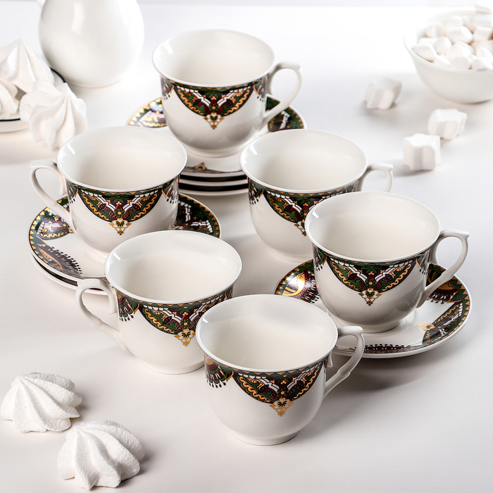 Сервиз кофейный "Жасмин", 12 предметов: 6 чашек 220 мл, 6 блюдец 13,5 см