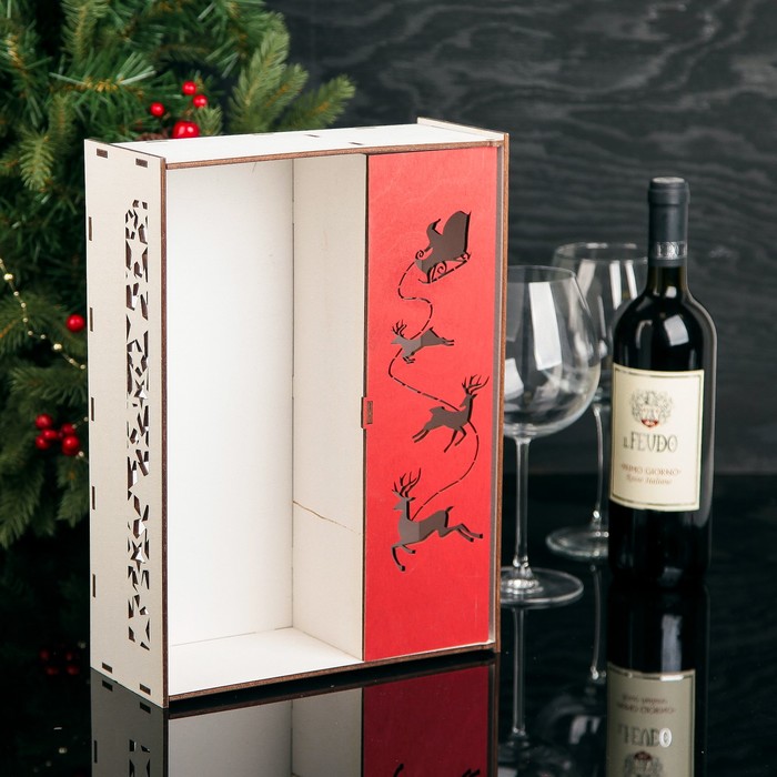 Подарочная коробка прямоугольная "Дед Мороз", 25,4 х 35 х 10,5 см, белый