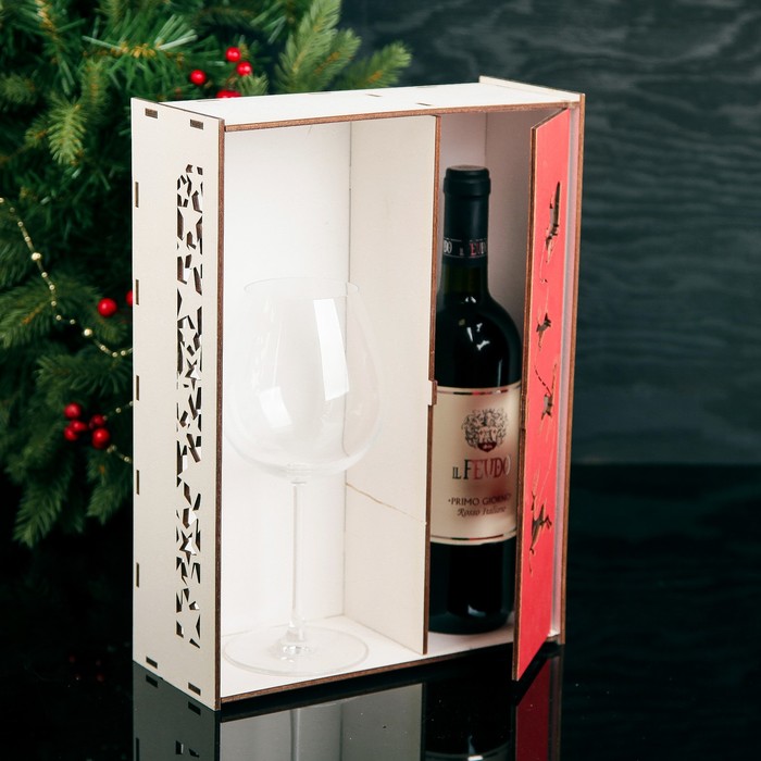 Подарочная коробка прямоугольная "Дед Мороз", 25,4 х 35 х 10,5 см, белый