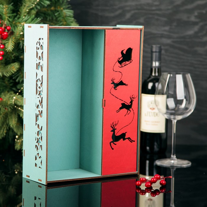 Подарочная коробка прямоугольная "Дед Мороз", 25,4 х 35 х 10,5 см, ниагара