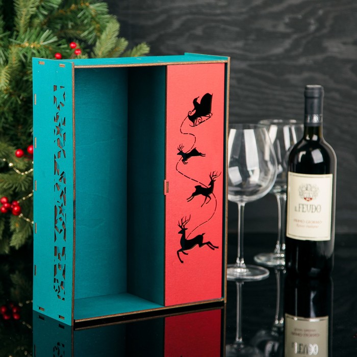 Подарочная коробка прямоугольная "Дед Мороз", 25,4 х 35 х 10,5 см, зеленый кетцаль