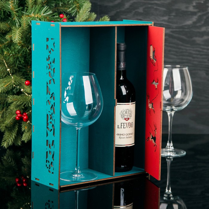 Подарочная коробка прямоугольная "Дед Мороз", 25,4 х 35 х 10,5 см, зеленый кетцаль