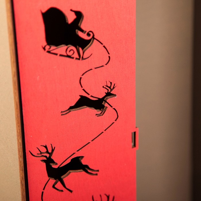 Подарочная коробка прямоугольная "Дед Мороз", 25,4 х 35 х 10,5 см, коричневая сепия