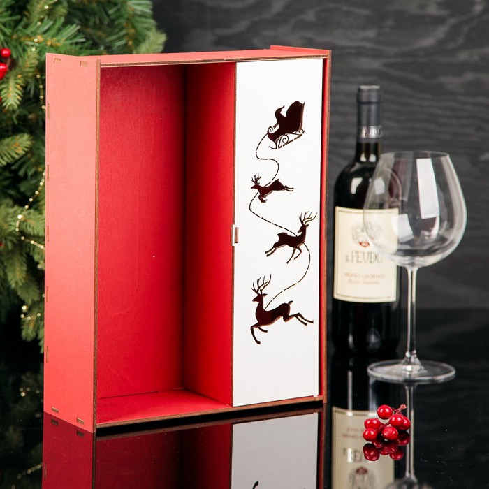 Подарочная коробка прямоугольная "Дед Мороз", 25,4 х 35 х 10,5 см, красная груша