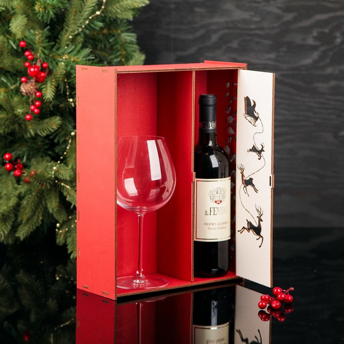 Подарочная коробка прямоугольная "Дед Мороз", 25,4 х 35 х 10,5 см, красная груша