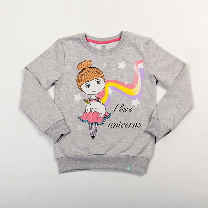 Толстовка для девочки, рост 128 см, цвет серый