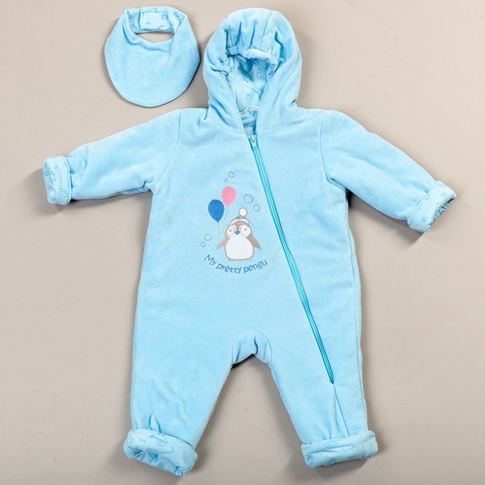 Комбинезон "Джерси" велюр, рост 74 см, цвет голубой