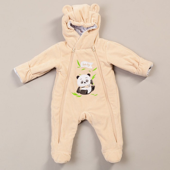 Комбинезон "Илли" велюр, рост 68 см, цвет бежевый