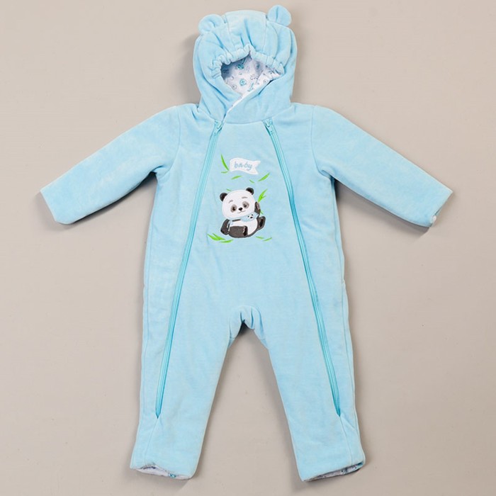 Комбинезон "Илли" велюр, рост 80 см, цвет голубой