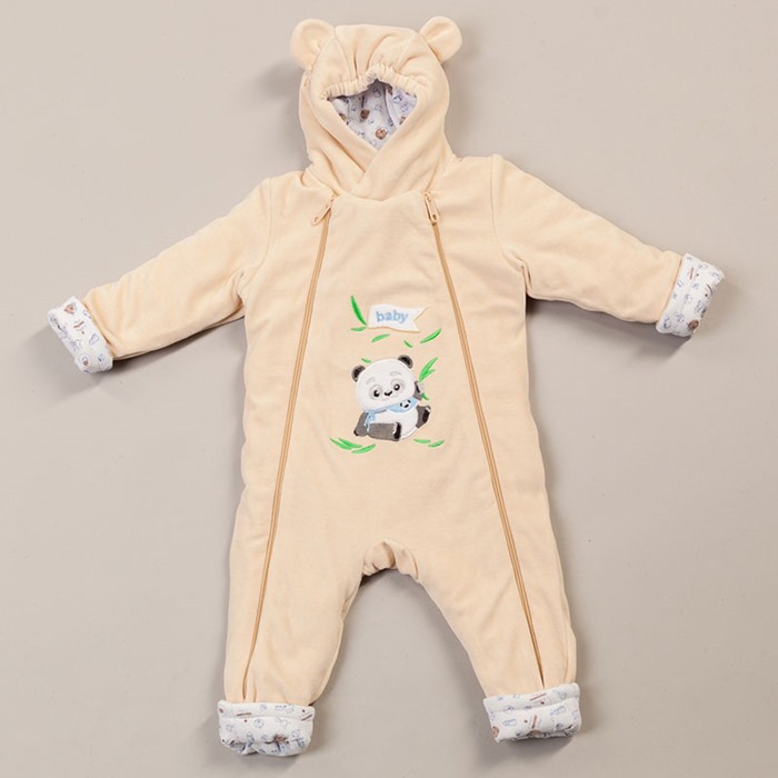 Комбинезон "Илли" велюр, рост 74 см, цвет бежевый