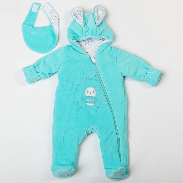 Комбинезон "Стеф" велюр, рост 68 см, цвет мятный