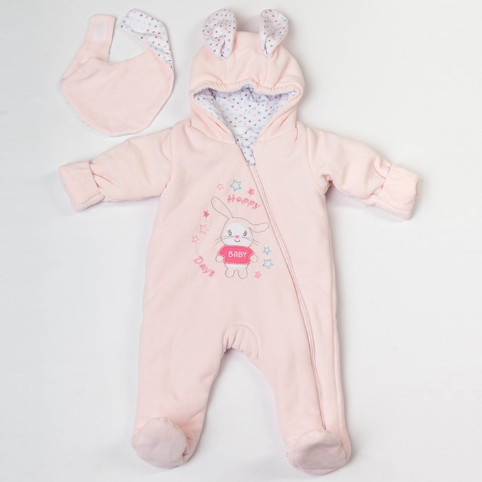 Комбинезон "Стеф" велюр, рост 62 см, цвет розовый