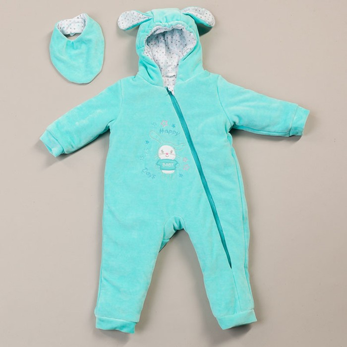 Комбинезон "Стеф" велюр, рост 74 см, цвет мятный