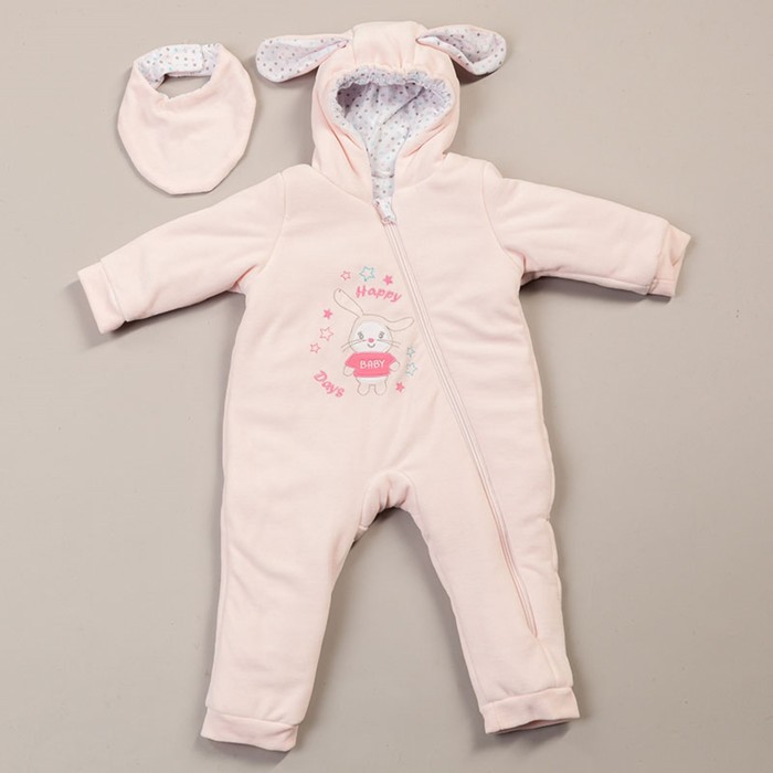 Комбинезон "Стеф" велюр, рост 74 см, цвет розовый