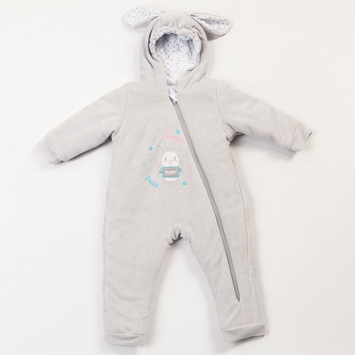 Комбинезон "Стеф" велюр, рост 80 см, цвет серый