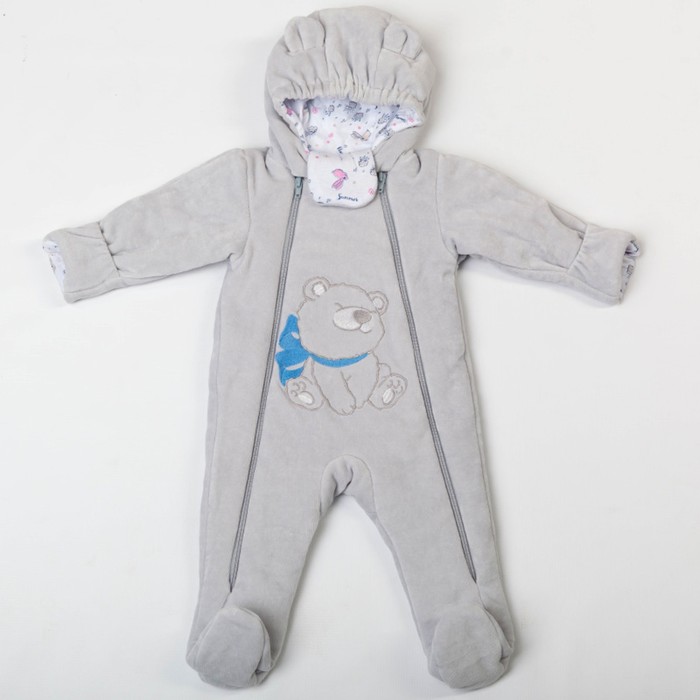 Комбинезон "Кимми" велюр, рост 62 см, цвет серый