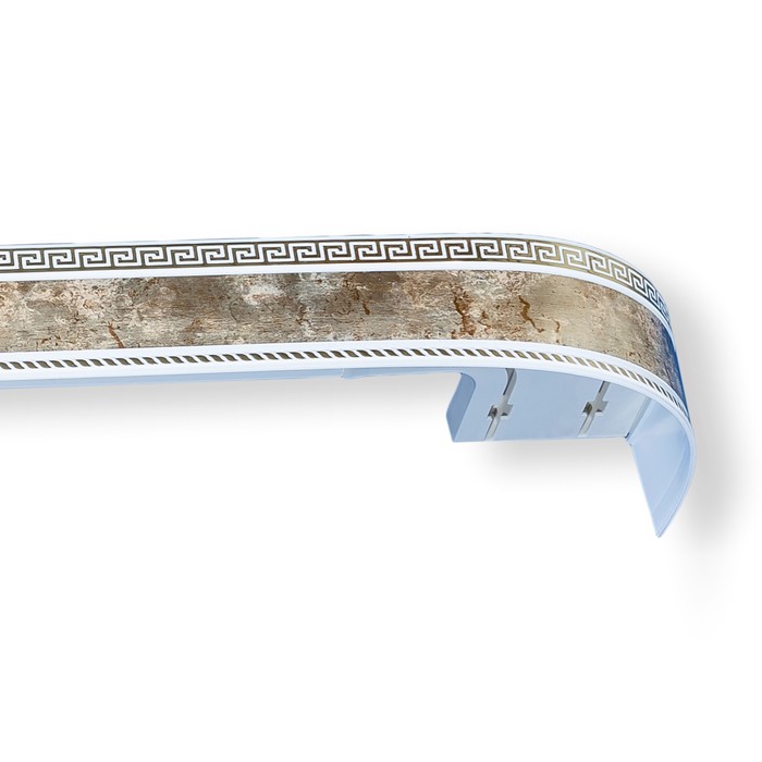 180 Карниз "УЛЬТРАКОМПАКТ МЕАНДР" золото 3х р.с дек.пл.70мм белый мрамор инд.уп.