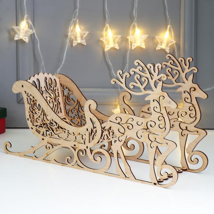 Шкатулка дерево для конфет "Новогодние Упряжка" 44х24х12,5 см