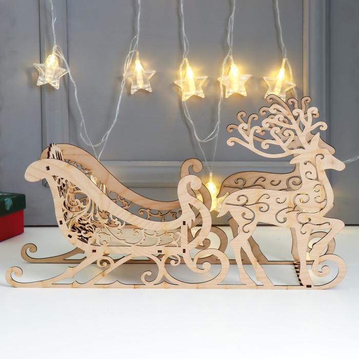 Шкатулка дерево для конфет "Новогодние Упряжка" 44х24х12,5 см