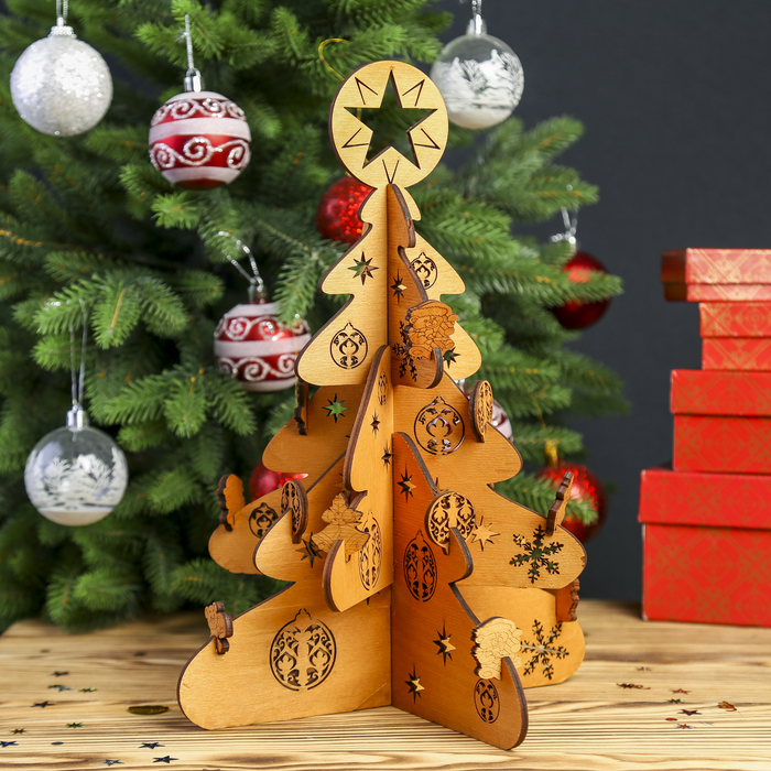 Сувенир дерево "Елочка" пазл 23х23х30 см (набор 21 деталь)